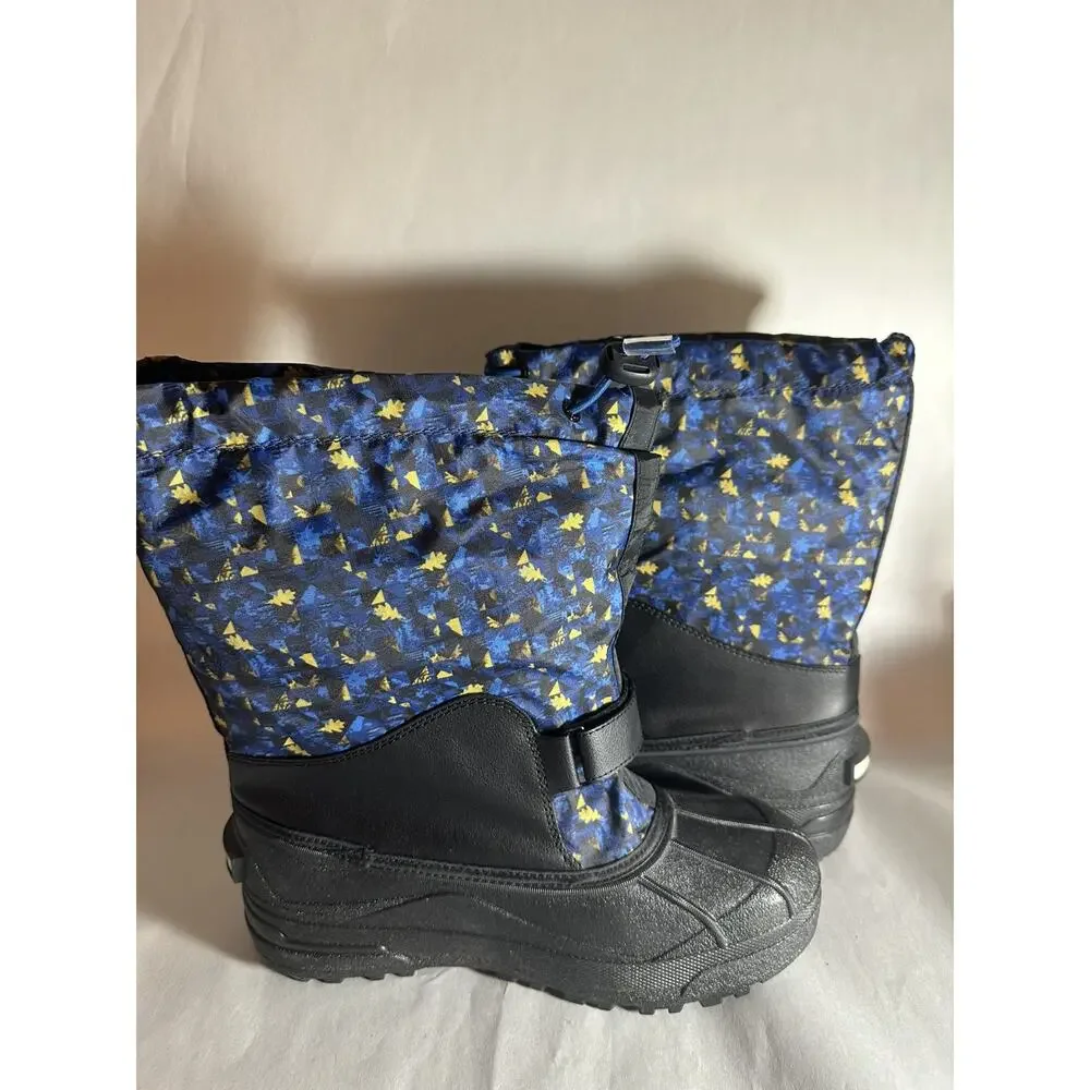 NIB Columbia Youth Unisex Powderbug Forty Print Snow Boot Black/Laser Lemon Sz 7